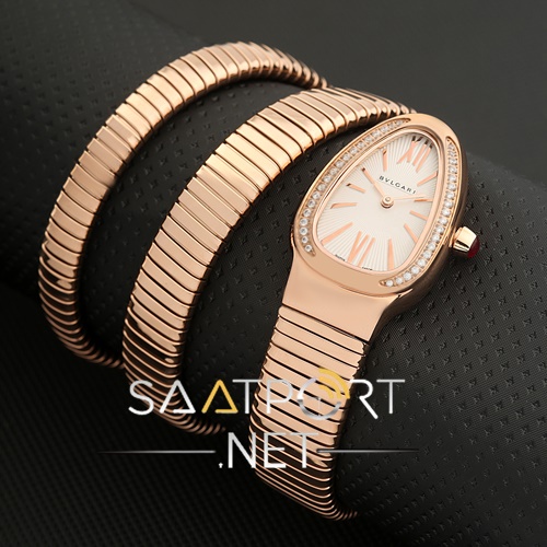 Bvlgari Serpenti Rose kasa taşlı bezel beyaz kadran bayan saati