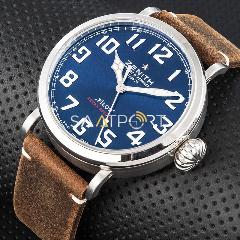 Zenith Pilot Montre Mavi Otomatik Taba