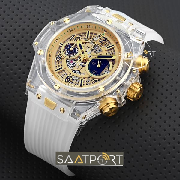 Hublot Big Bang Şeffaf Saat Sarı Kadran