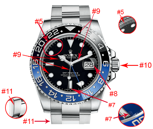 Rolex 126710 Gmt Master 2 Batman 3186 Eta Saat 904L Çelik