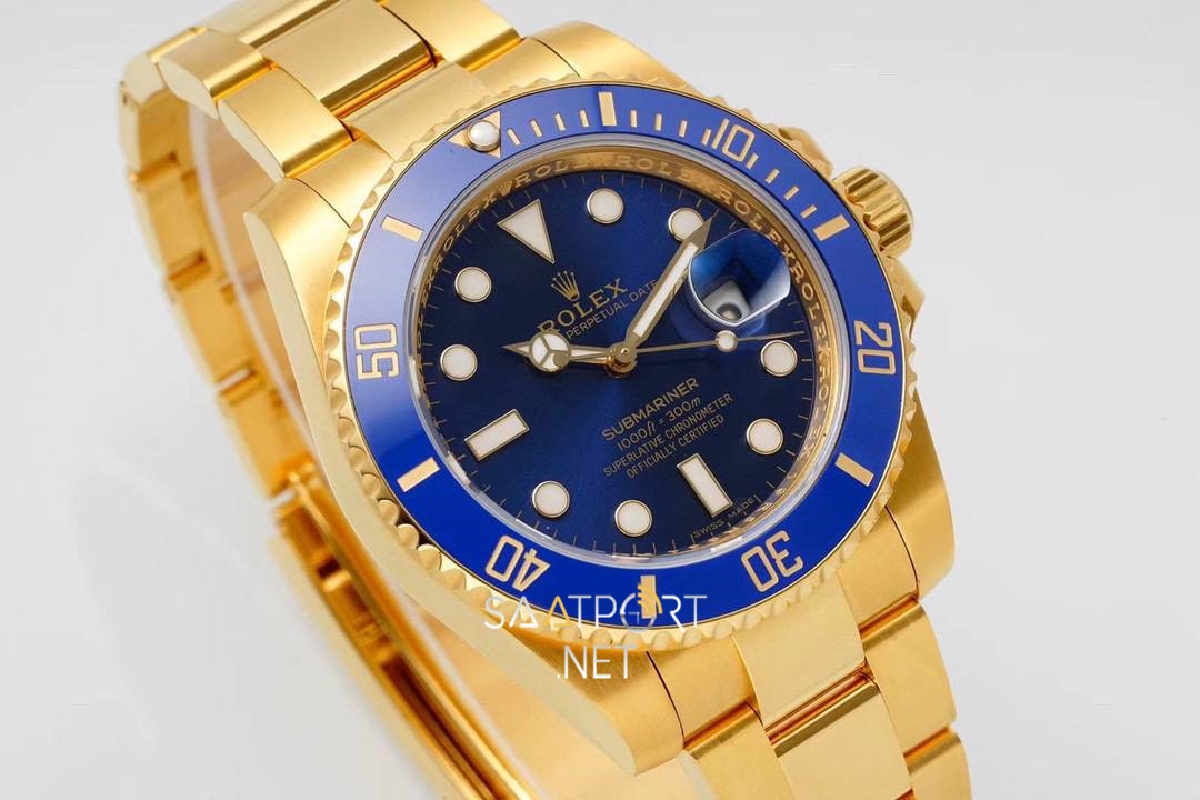 Rolex Submariner 116618LB 18K Altın Kaplama Mavi Kadran Super Clone ETA