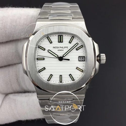 Nautilus Jumbo 5711 PF 1-1 Best Edition White Textured Dial on SS Bracelet A324 Clone V3