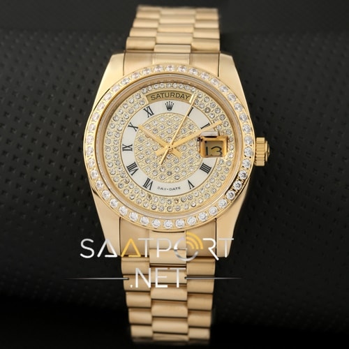 Rolex Taşlı Model Roma rakamlı Gold New Models