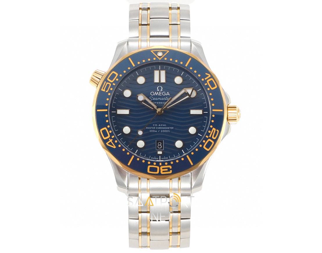 Omega Seamaster Diver 300 M Blue Dial Gold Bezel  42mm Super Clone Eta