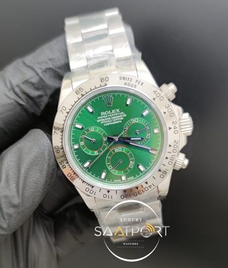 Rolex Saat 40mm Daytona Yeşil Kadran Çelik Kasa Otomatik Mekanizma