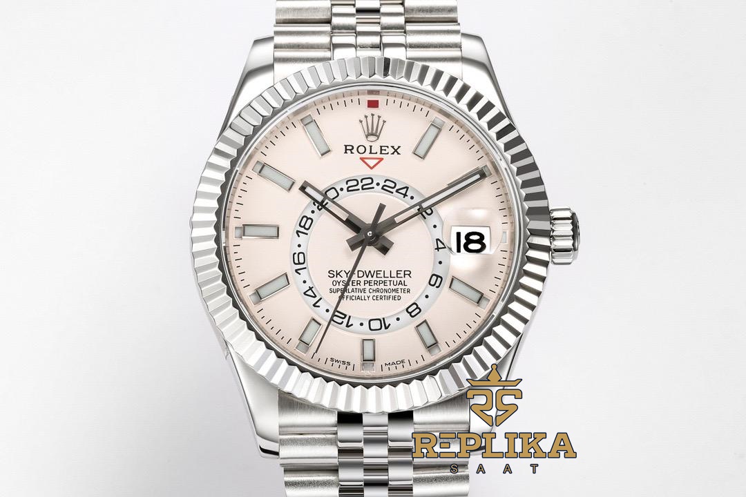 Rolex Sky Dweller 42 mm Beyaz Kadran 904L Jubilee 326934 Super Clone ETA