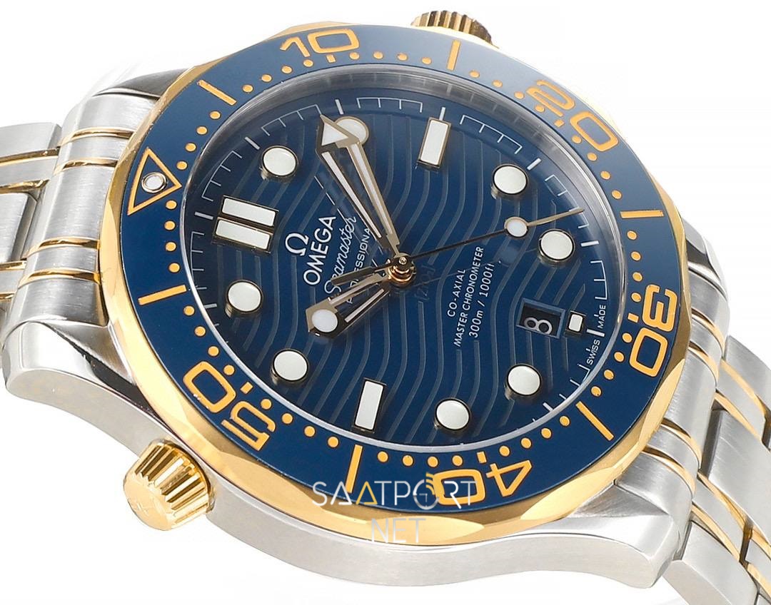 Omega Seamaster Diver 300 M Blue Dial Gold Bezel  42mm Super Clone Eta