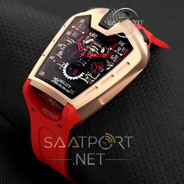 Hublot La Ferrari Cronometreli Gold Kırmızı Silikon Kordon