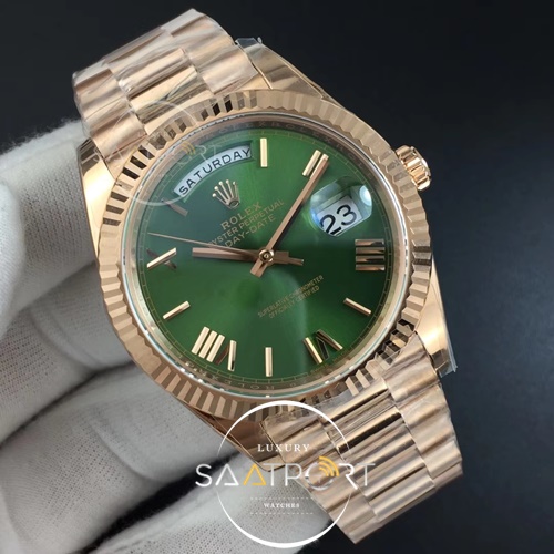 Rolex Day-Date 40mm 228235 RG Noob 1-1  Green Dial Roman Markers Super Clon 3255