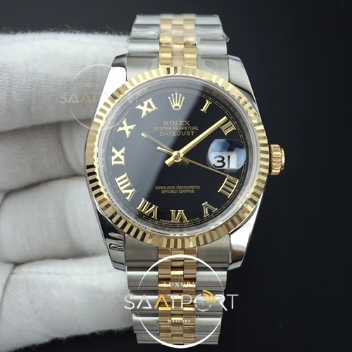 Rolex DateJust 36 mm 116234 GMF 1-1  Black Dial Roman Jubilee Eta Mekanizma Super clon  3235