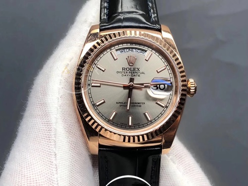 Rolex Day-Date 36 Everose  Strap Rhodium 118135 Swiss Super Clon