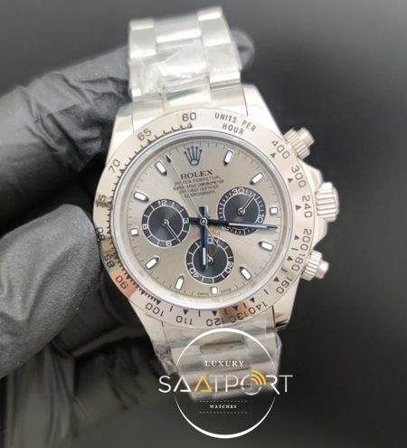 Rolex Saat 40mm Daytona Gri Kadran Çelik Kasa Otomatik Mekanizma