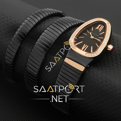 Bvlgari Serpenti Siyah çift sarmalı seramik modeli