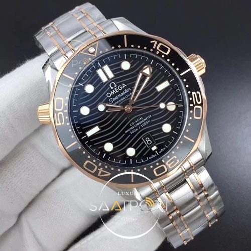 Omega Eta Saat 2018 Seamaster Diver 300M SSRG VS Factory Best Edition RG Bezel Black Dial on SSRG Bracelet A8800  42 mm