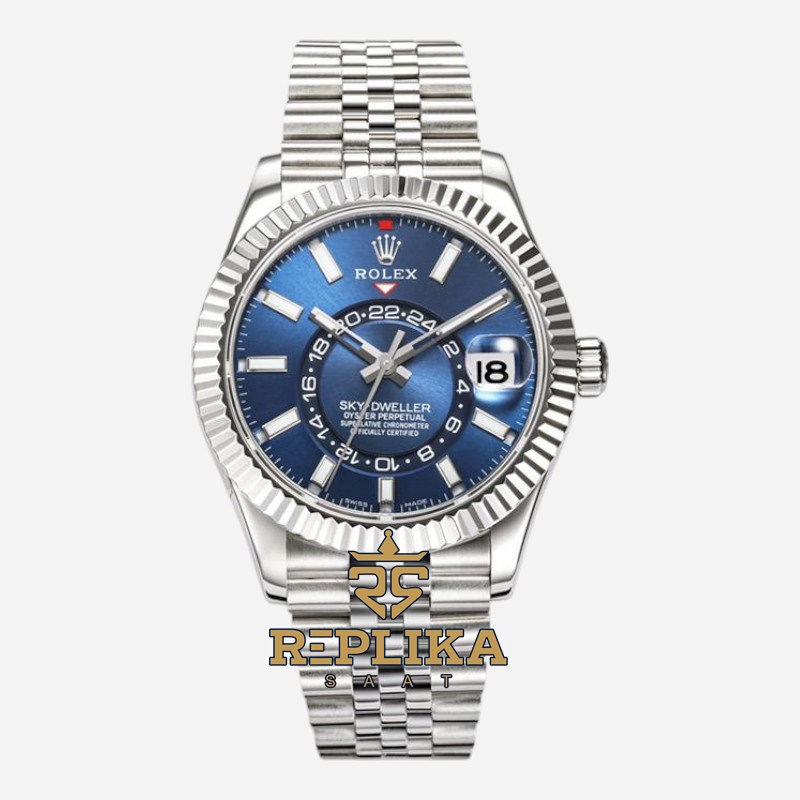 Rolex Sky Dweller 42 mm Mavi Kadran 904L Jubilee 326934 Super Clone ETA