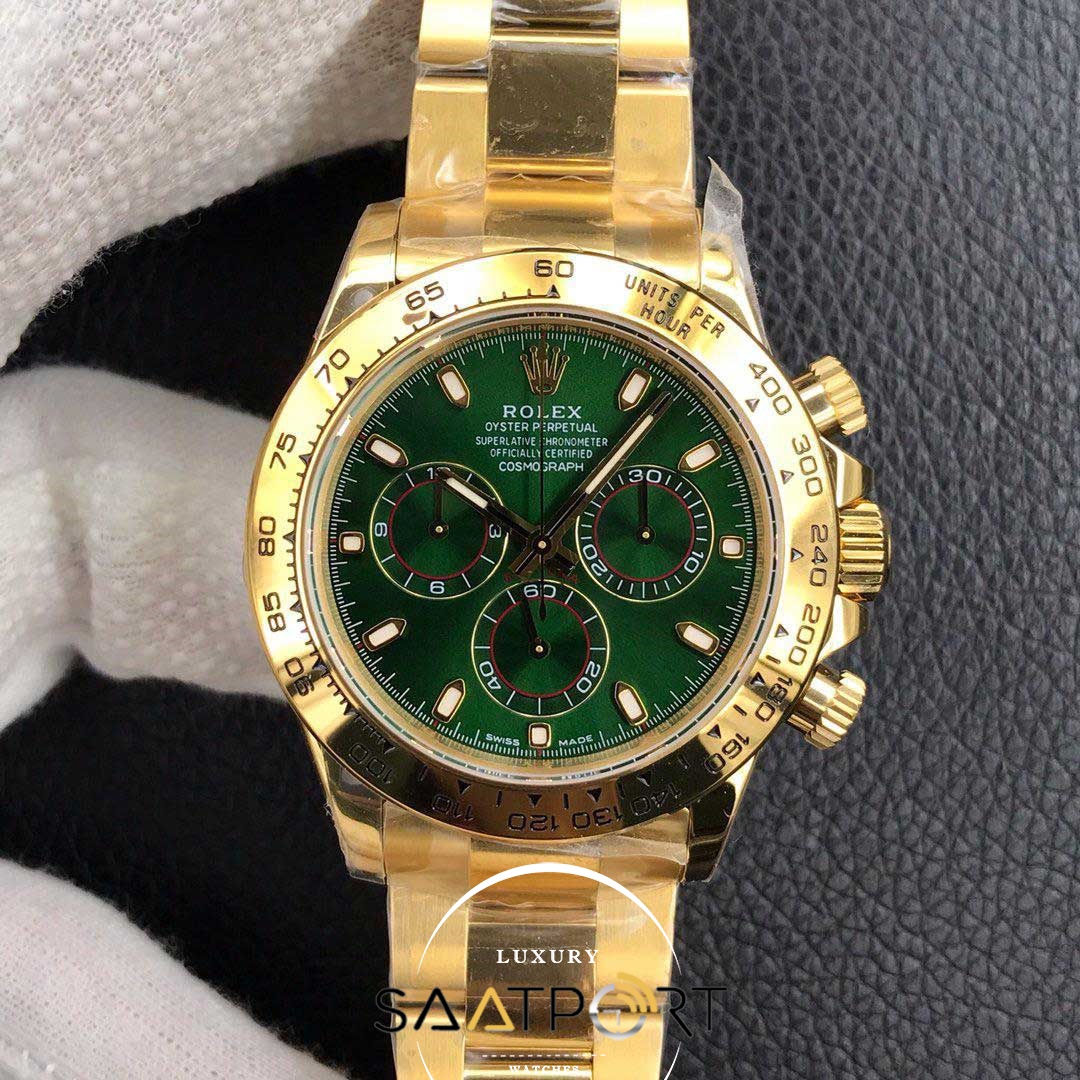 Rolex 116508 Eta Saat Daytona 40 mm Yeşil Kadran 4130 Super Clone