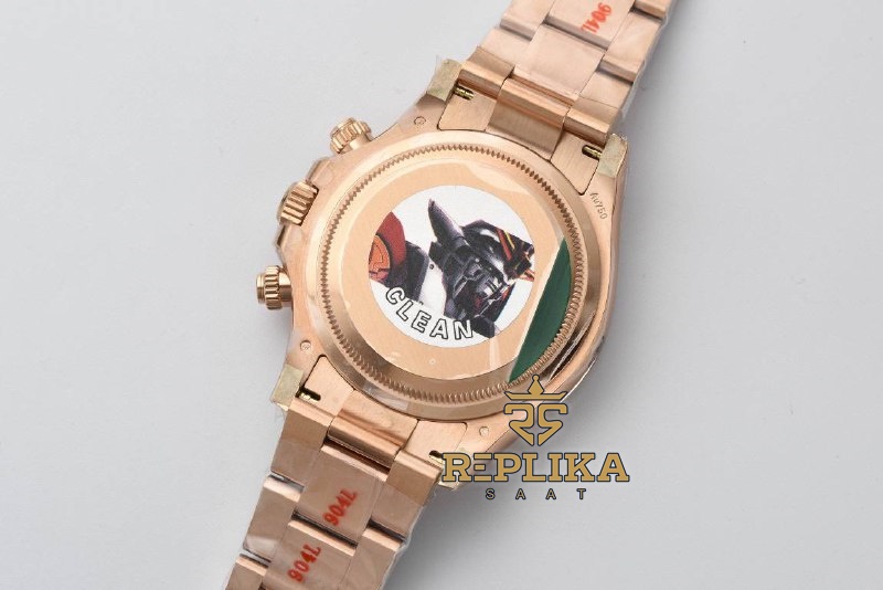 Rolex Daytona 126505 Everose 40mm Taşlı Siyah Kadran Clean 4131 Super Clone ETA