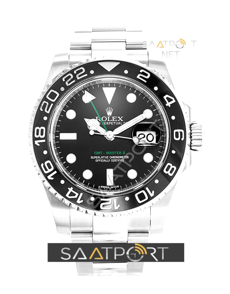 Rolex Gmt Master II Black Ceramic 904L Steel 3186 ETA