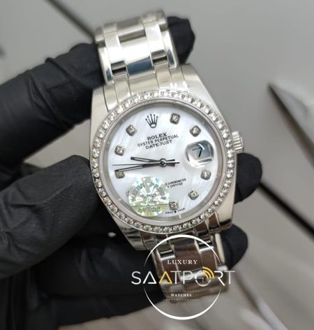 Rolex Saat DateJust Taşlı Kadran Çelik Kasa Taşlı Bezel Otomatik Mekanizma