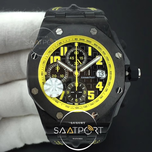 Royal Oak Offshore Bumble Bee Forged Carbon 1-1 JF Best Edition on Leather Strap A7750 V2