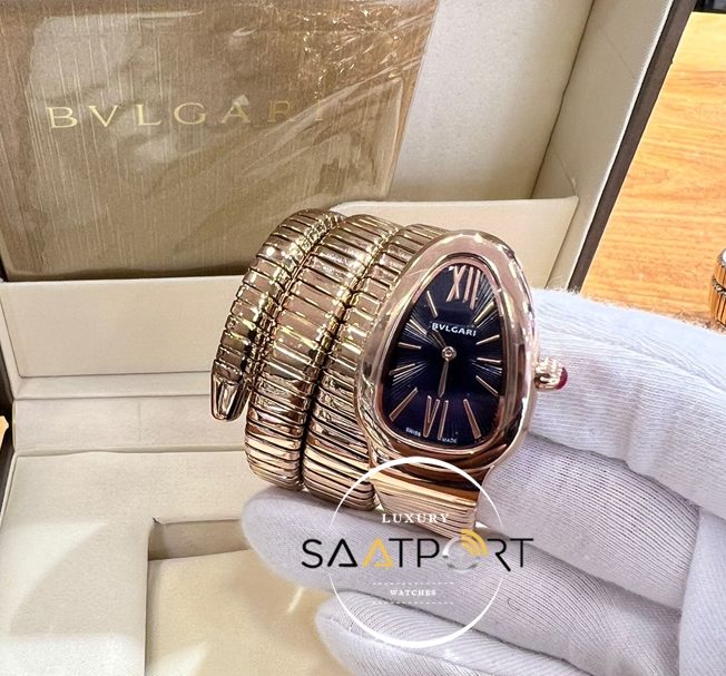 Bvlgari Yılan Serpenti Gold Kasa Roma Rakamlı Siyah Kadran