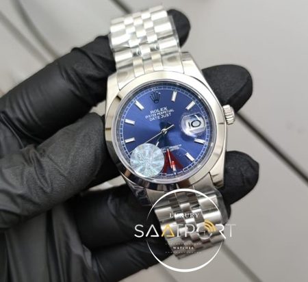 Rolex Saat DateJust Otomatik Mekanizma Mavi Kadran Düz Bezel Jubile Kordon