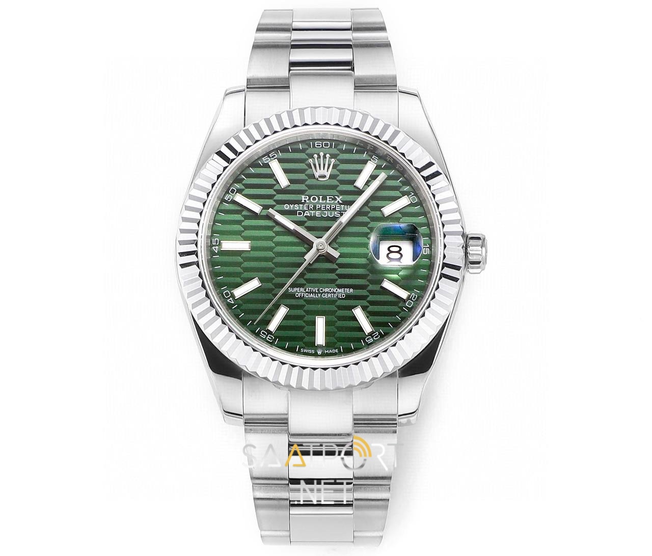 Rolex Datejust 41 Green Fluted Motif Dial Super Clone Eta 126334