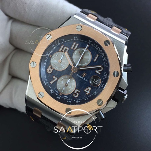 Royal Oak Offshore Bucherer JF Best Edition Two Tone Blue Dial on Black Leather Strap A3126