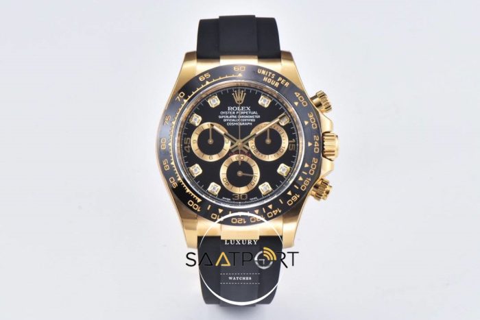 Rolex 116518 Daytona 4130 Clean Factory 40 mm Taşlı Siyah Kadran Super ETA