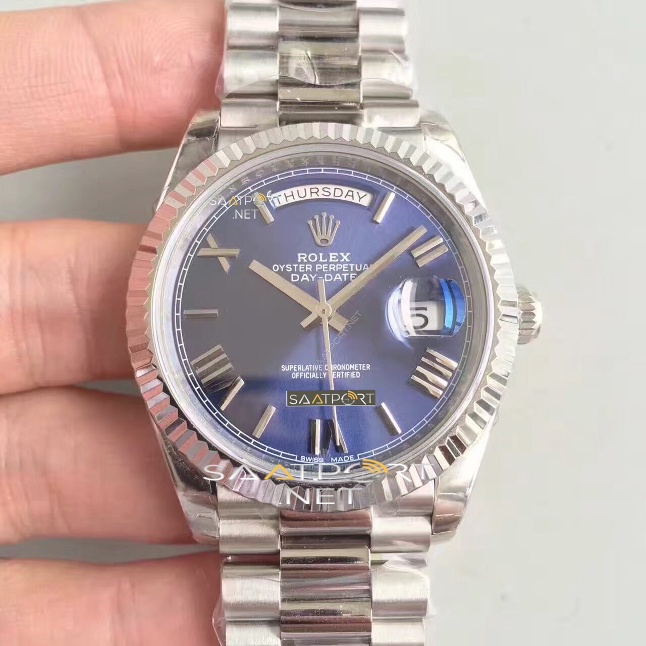 ROLEX DAY-DATE 40 BEYAZ ALTIN BLUE 228239