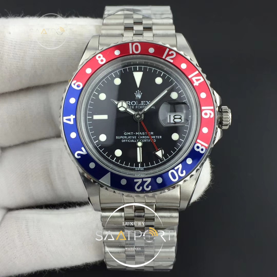 Rolex GMT-Master 16710 Blue Red Bezel BP Maker Black Dial Jubile Bracelet 2836