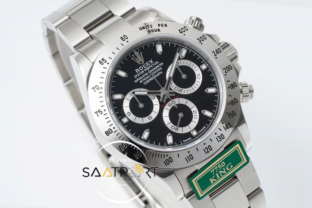 Rolex Daytona 116520 King Factory Siyah Kadran 40 mm 904L Kasa Super Clone ETA