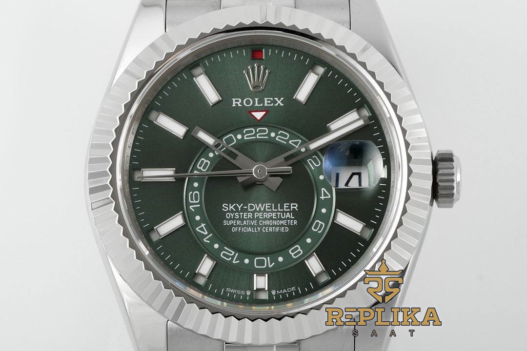 Rolex Sky Dweller 336934 Yeşil Kadran 904L Jubilee 9002 Super Clone ETA