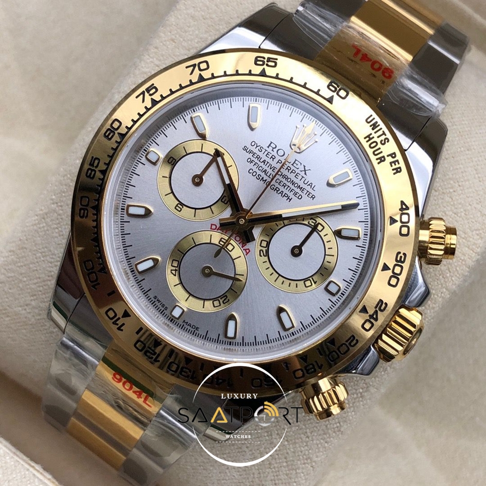 Rolex Cosmograph Daytona 18K 116523 Gri Kadran Gold Bezel Super Clone ETA