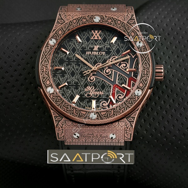 Hublot Replika Saat Bakır Renk İşlemeli Modeli