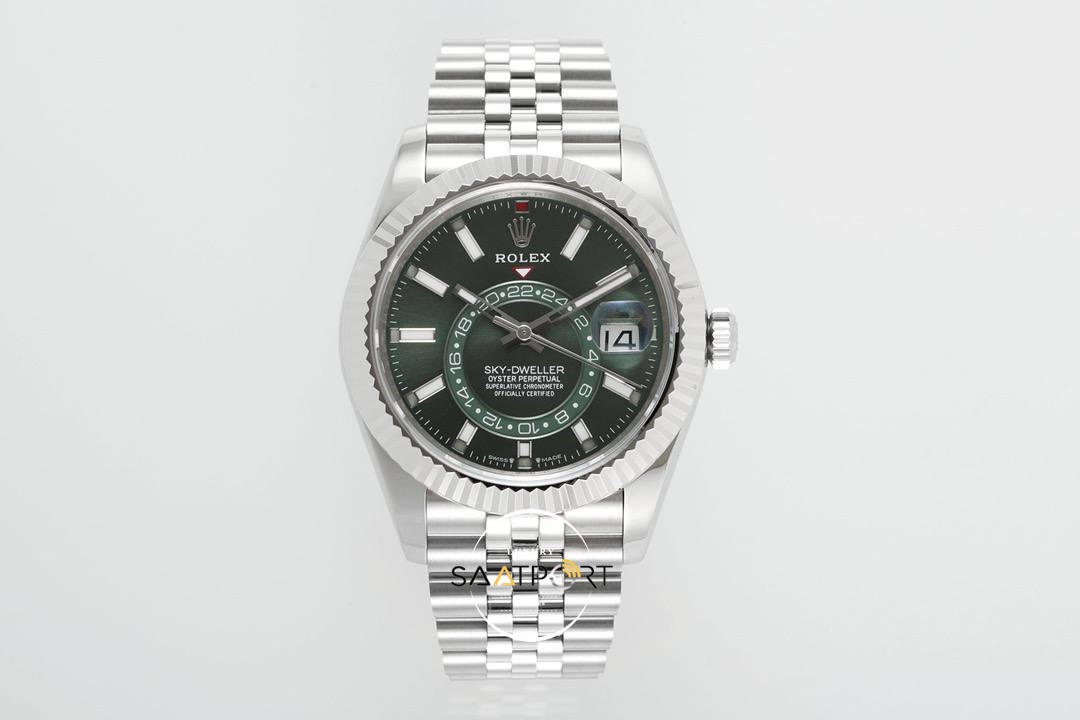 Rolex  Sky Dweller 42 mm Yeşil Kadran Jübilee 336934  Super Clone Eta