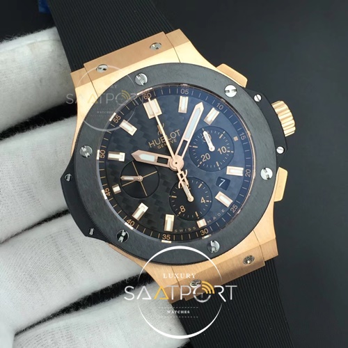 Hublot Big Bang 44mm HBBV6 Rose Gold Ceramic 2011 Black CF Dial on Black Rubber Strap HUB4104