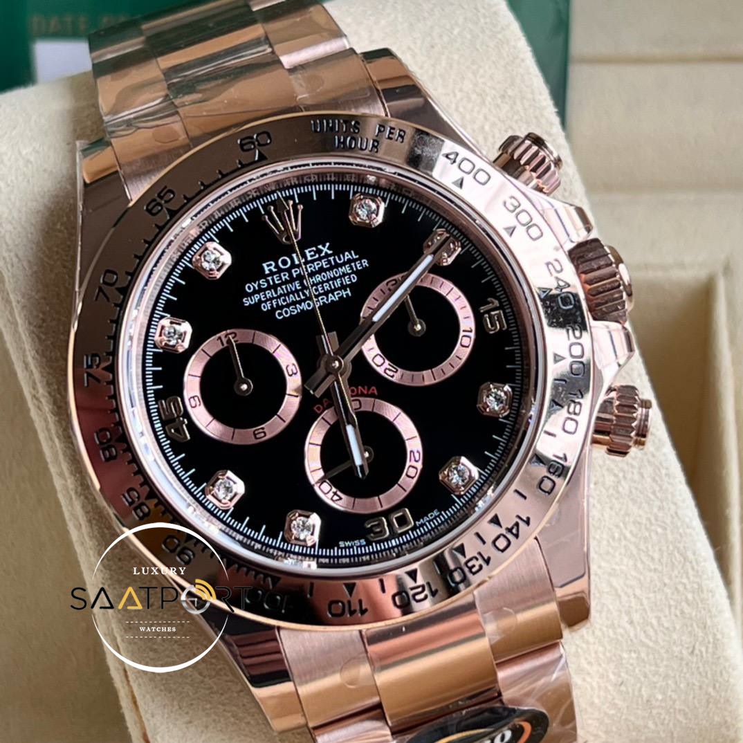 Rolex Daytona 116505 BT Factory Taşlı Siyah Kadran 40 mm 904L Çelik Super Clone ETA