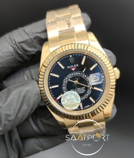 Rolex Saat Sky Dweller Siyah Kadran Rose Çelik Kasa Otomatik