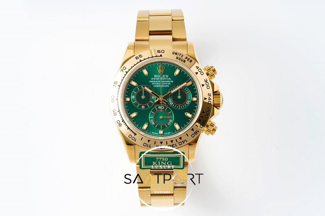 Rolex Daytona 116508 King Factory Yeşil Kadran 40 mm Gold Kasa Super Clone ETA