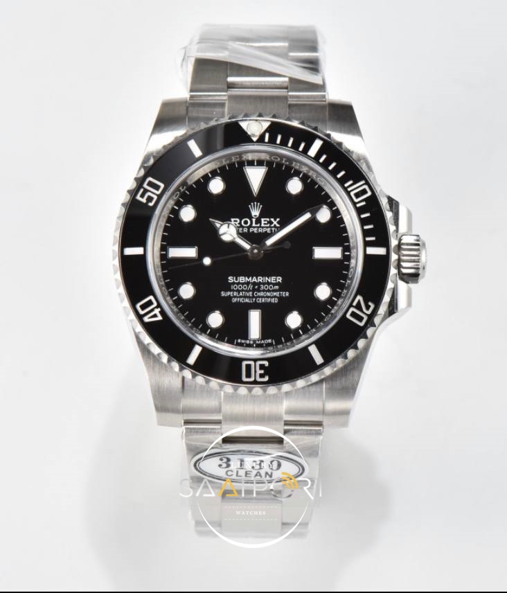 Rolex Submariner No Date 114060 Clean Siyah Kadran V9 Super Clone 3130 ETA