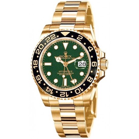 Rolex GMT-MASTER II 116718LN Yellow Gold Green Dial Black Ceramic