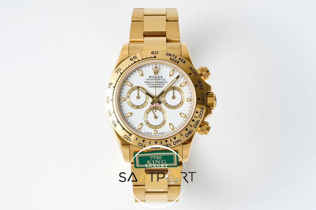 Rolex Daytona 116508 King Factory 40 mm Gold Kasa Beyaz Kadran Super Clone ETA