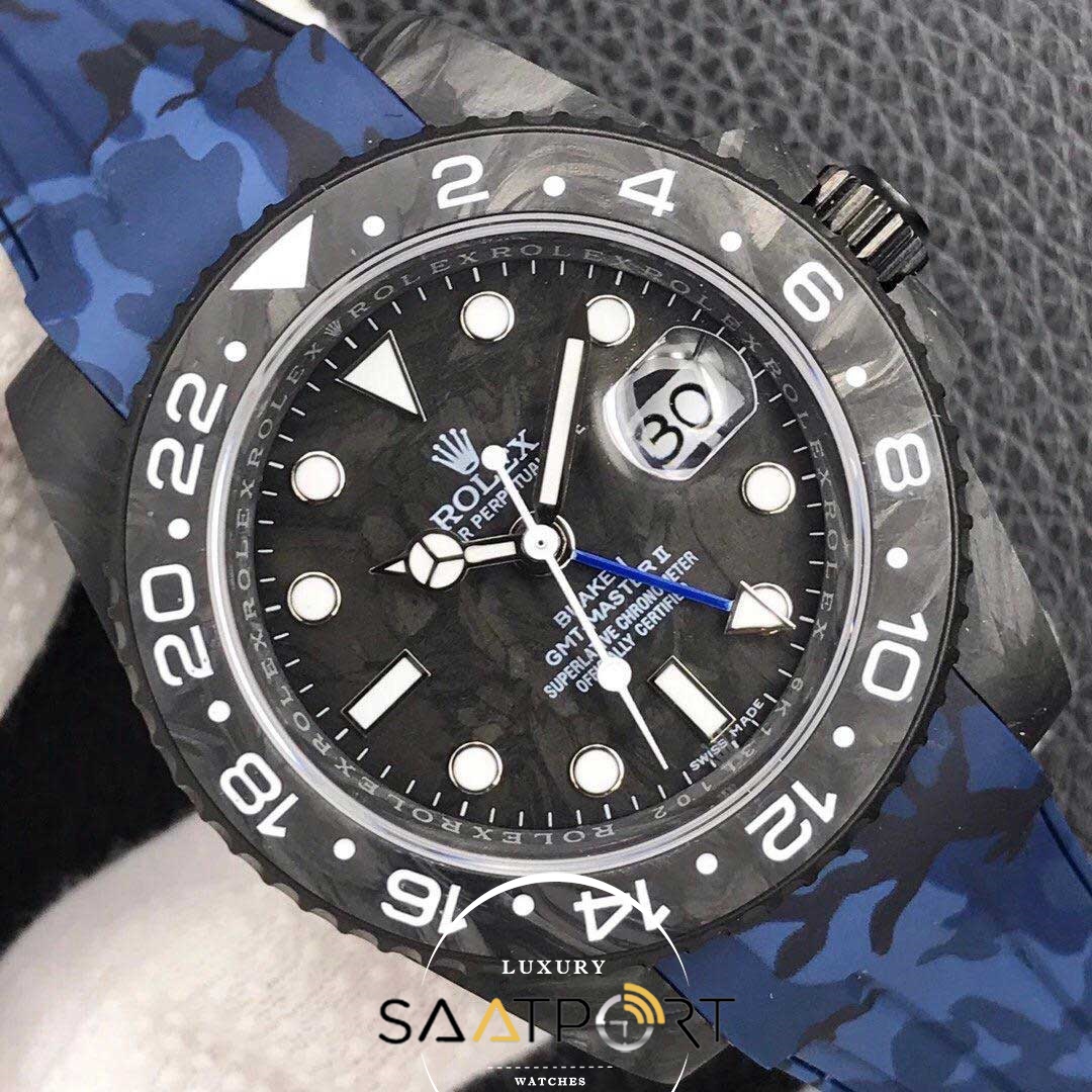 Rolex Gmt Master Karbon Kasa Swiss Super Clone 3186 Eta Mekanizma