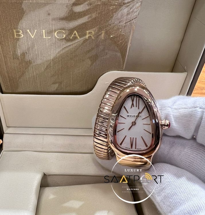 Bvlgari Yılan Serisi Serpenti Rose Kasa Roma Rakamlı Beyaz Kadran