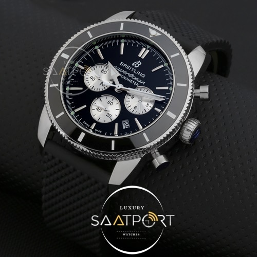 Breitling Superocean Silikon Kordon 44mm Siyah kadran