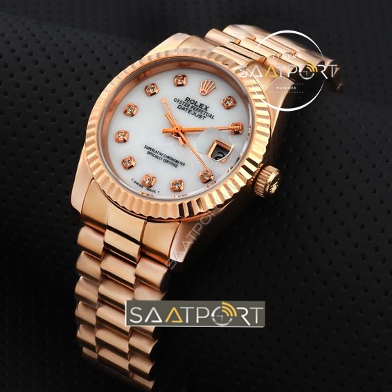 Rolex Datejust Taşlı Bayan Saati Rose Gold