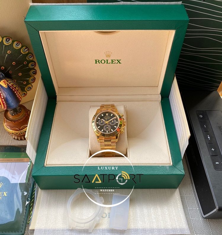 Rolex Cosmograph Daytona 116523 Siyah Kadran Gold Kasa Super Clone ETA