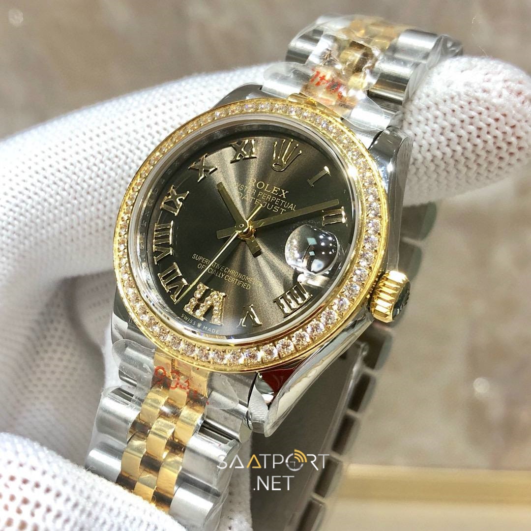 Rolex Datejust 31mm Brown Baget Taşlı 278271 Super Clone Eta