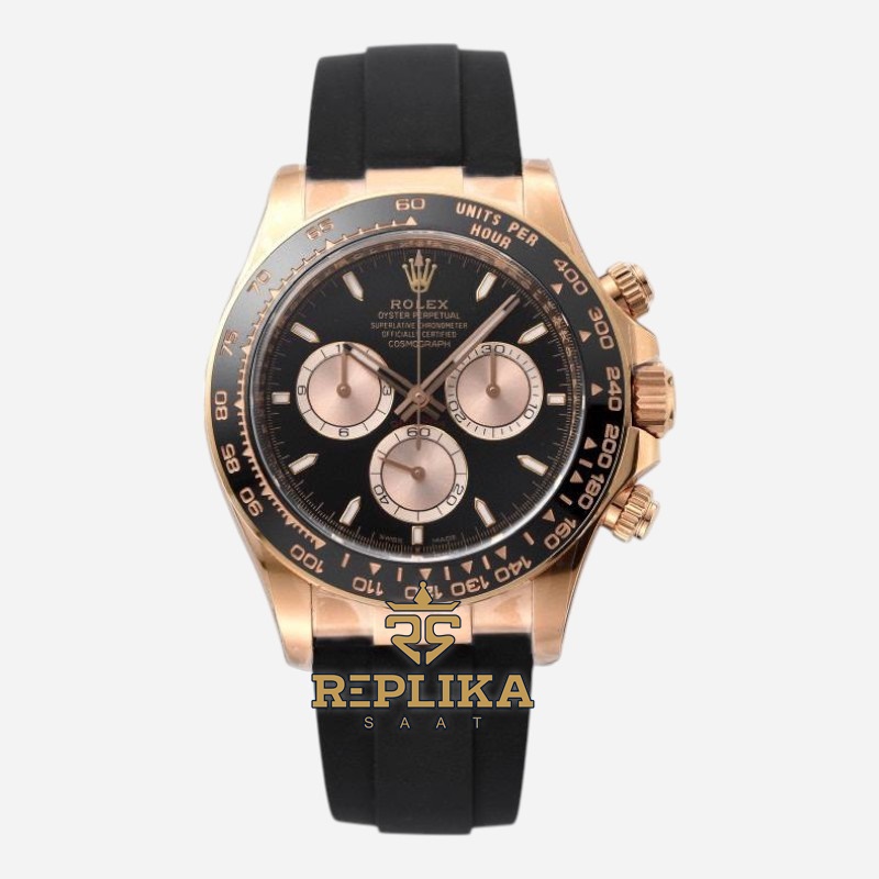Rolex Daytona 126515LN Seramik Bezel 40mm Siyah Kadran Oysterflex Everose Clean 4131 Super Clone ETA